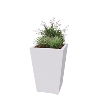 Fioriera in acciaio - Cono - 60 x 60 x 81,5 cm - Saldato - RAL9010 opaco (bianco) - Con piastra di base