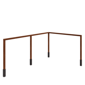 Pergola in acciaio corten - Hoek - 600 x 412 x 242 cm - Con base in cemento