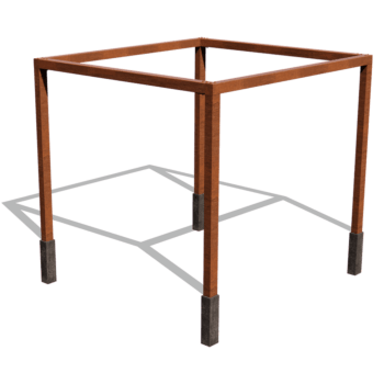 Pergola quadrata in acciaio corten 324 x 300 cm