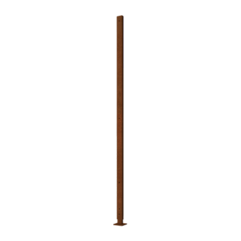 Palo in acciaio corten diritto con piastra di base 190 x 6 x 3 cm