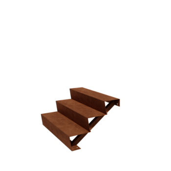 Scaletta in acciaio Corten New York con 3 gradini (larghezza 100 cm)