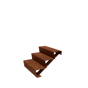 Scaletta in acciaio Corten New York con 3 gradini (larghezza 80 cm)