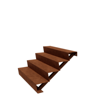 Scaletta in acciaio Corten New York con 4 gradini (larghezza 120 cm)