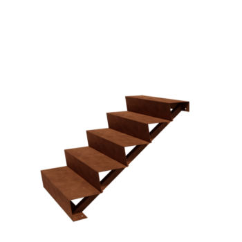 Scaletta in acciaio Corten New York con 5 gradini (larghezza 80 cm)
