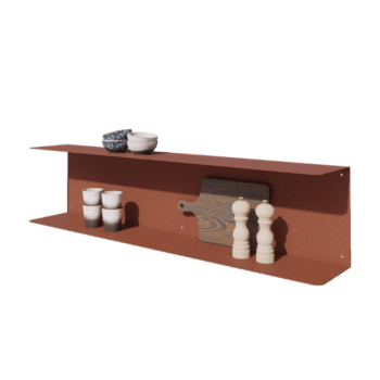 Mensola da parete in acciaio - Forma a C - 120 x 20 x 28 cm - Corten look