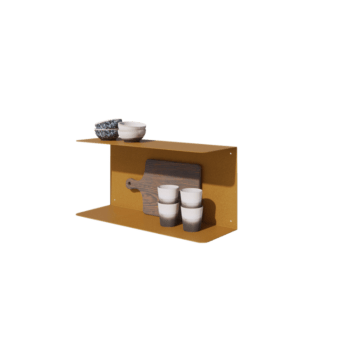 Mensola da parete in acciaio - Forma a C - 60 x 20 x 28 cm - Gold