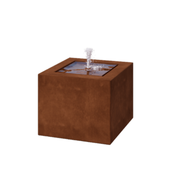 Fontana in acciaio corten - Lyra - 50 x 50 x 40 cm - Con Illuminazione LED