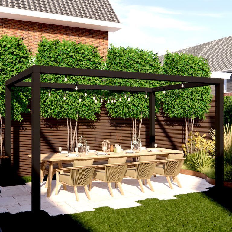 Pergola quadrata in acciaio verniciato a polvere 324 x 300 cm