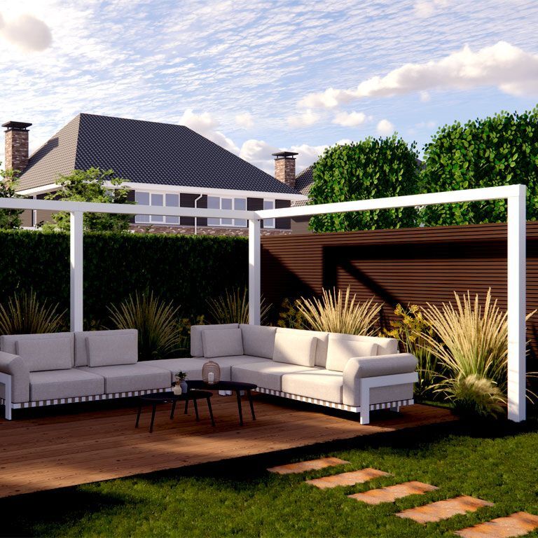 Pergola angolare in acciaio verniciato a polvere 600 x 412 cm
