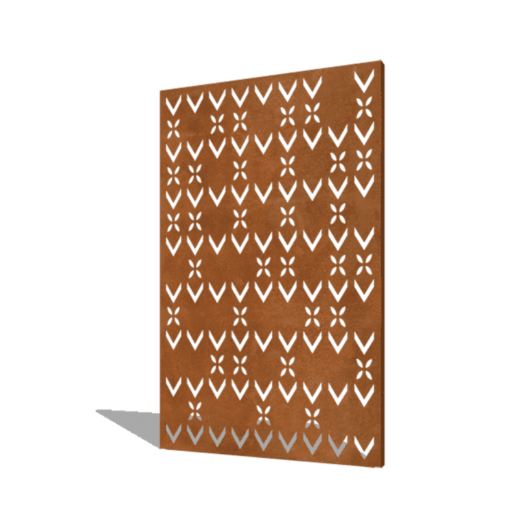 Pannello in acciaio corten con modello del tetto composizione 3 120 x 6 x 190 cm