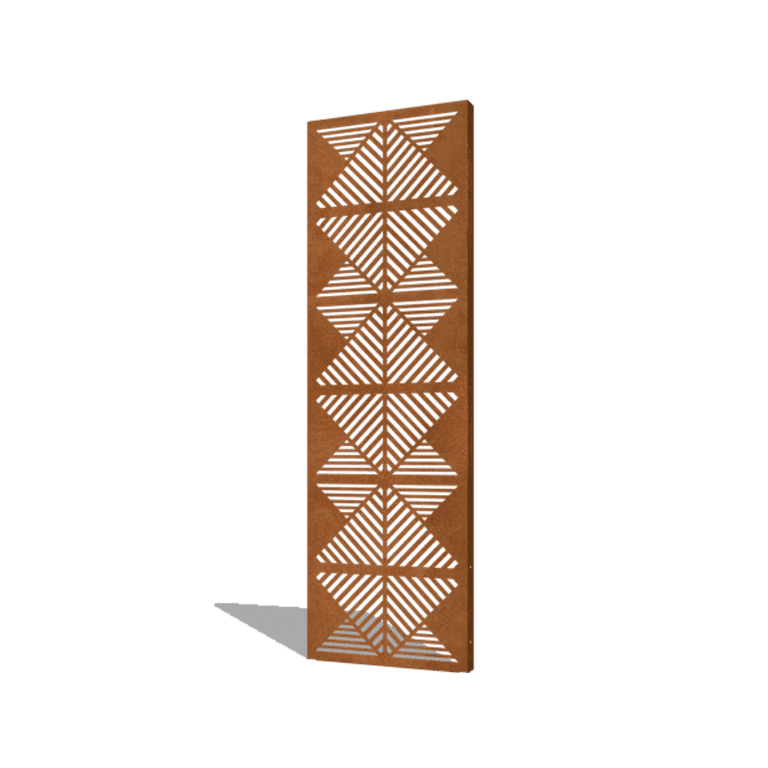 Pannello in acciaio corten con linee composizione 2 60 x 6 x 190 cm