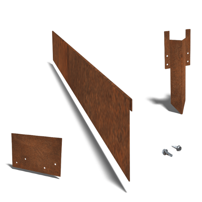 Bordura appiattita in acciaio Corten 13 cm - set completo per 24 metri