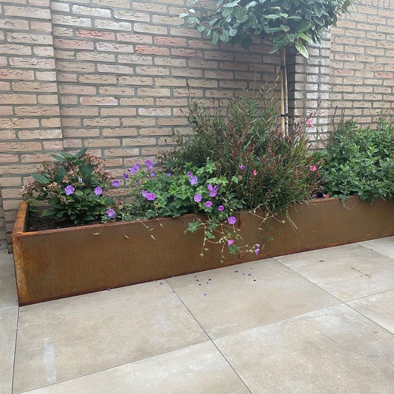 Muro di sostegno diritto in acciaio Corten 200 cm (altezza 30 cm)