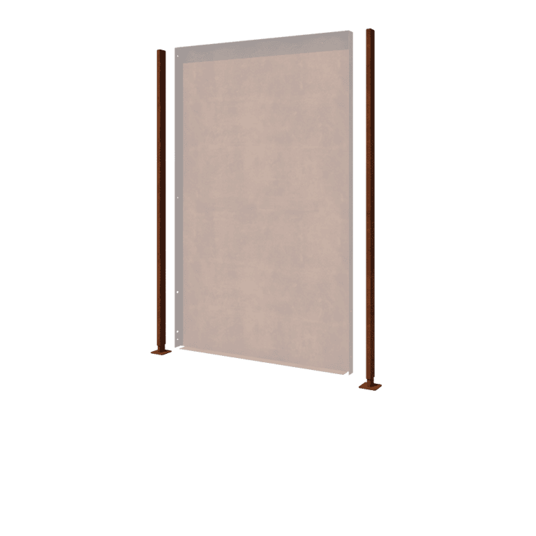 Palo in acciaio corten diritto con piastra di base 190 x 6 x 3 cm