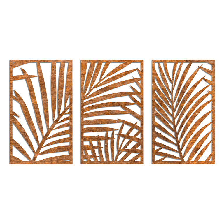 Decorazione da parete in acciaio Corten Felci 3 parti