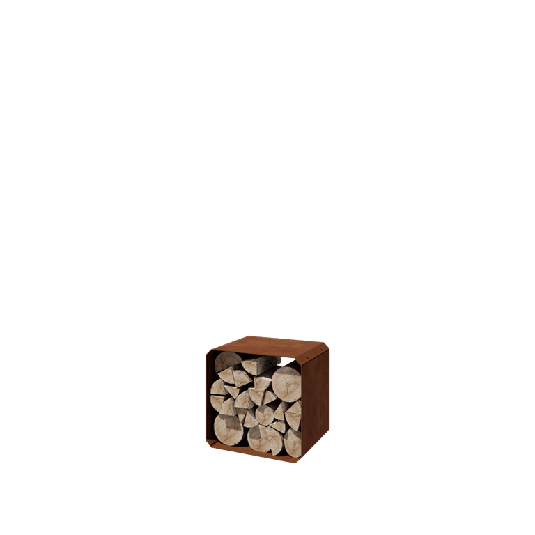 Portalegna in acciaio corten - Colorado 1 pezzo - 40 x 40 x 40 cm