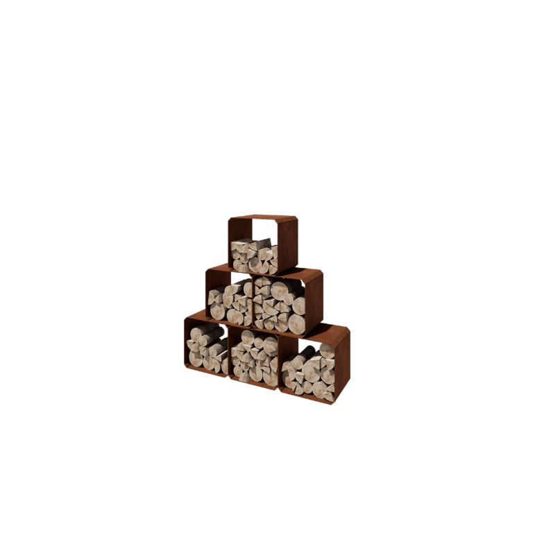 Legnaia in acciaio Corten Colorado - 6 pz.