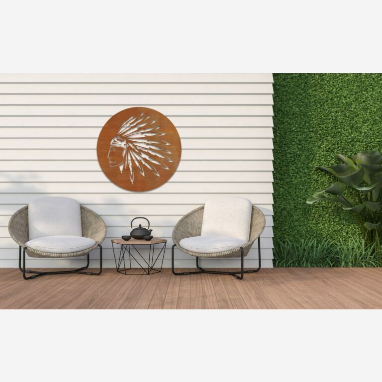 Decorazione da parete in acciaio Corten Nativo Americano