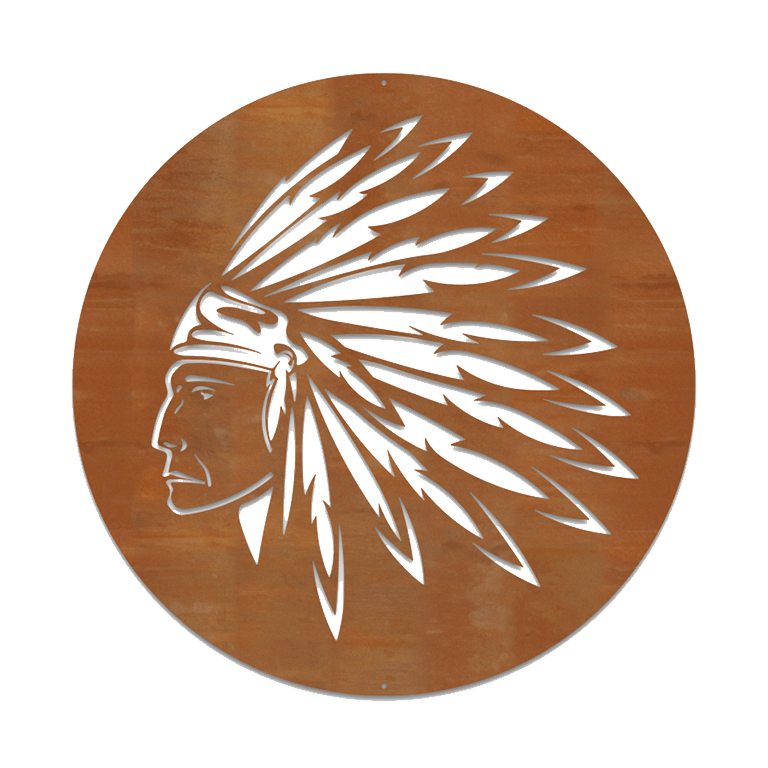 Decorazione da parete in acciaio Corten Nativo Americano