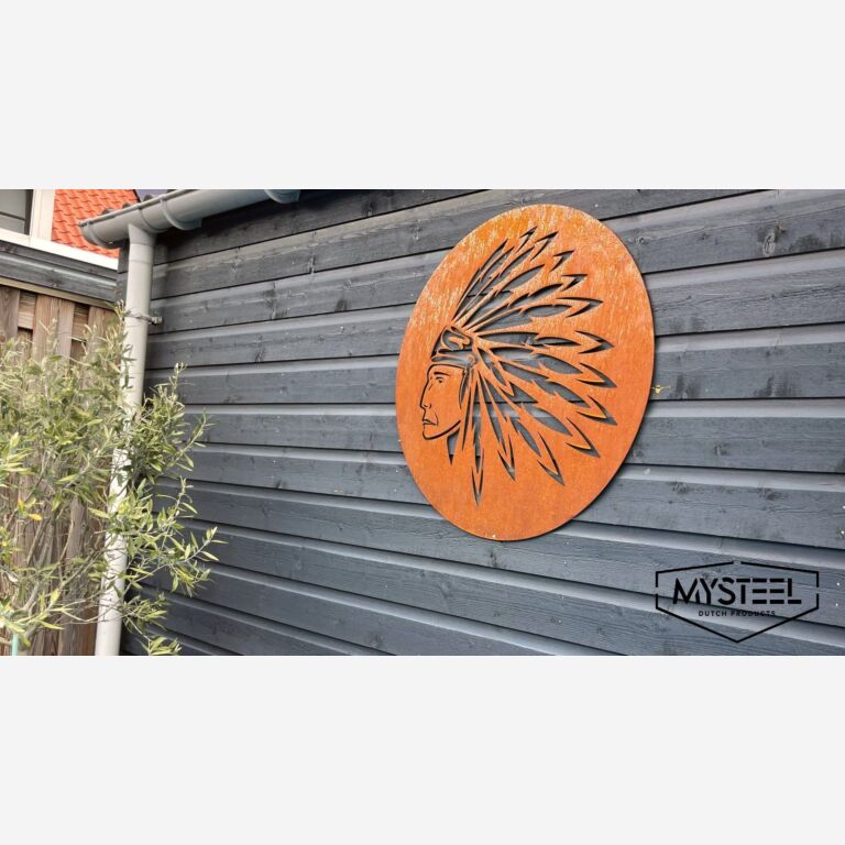 Decorazione da parete in acciaio Corten Nativo Americano