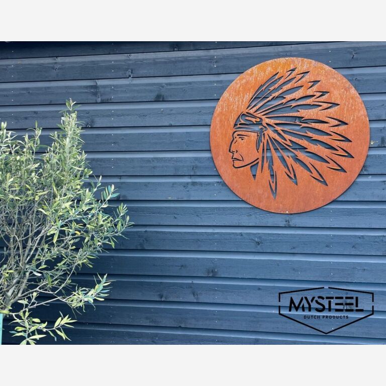 Decorazione da parete in acciaio Corten Nativo Americano