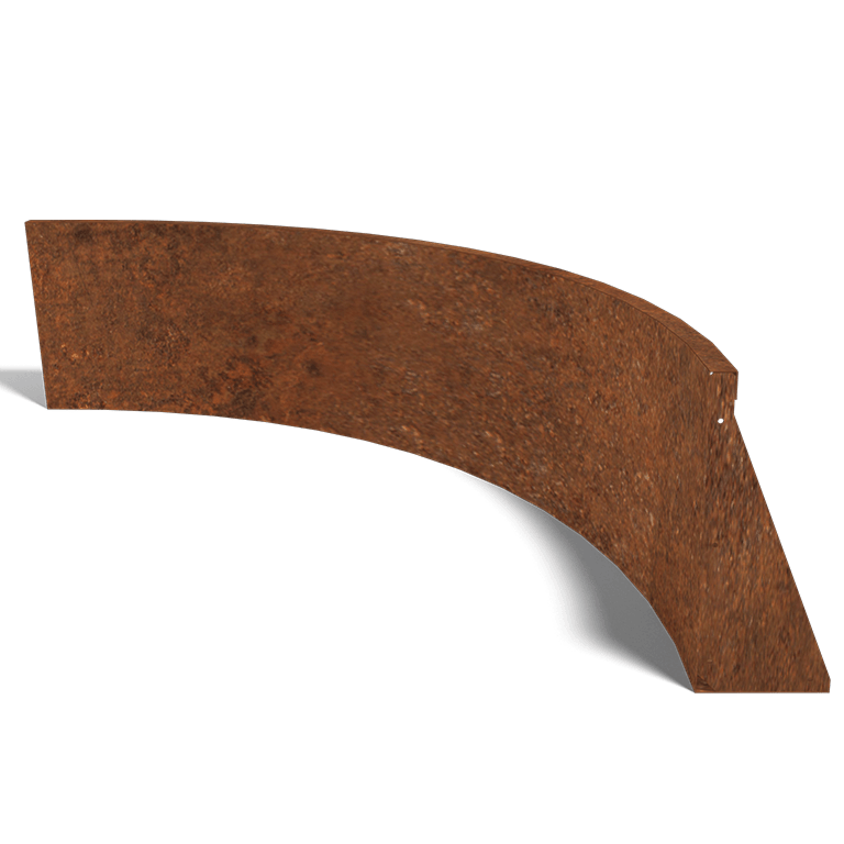 Muro di sostegno in acciaio Corten con curva interna 150 x 150 cm (altezza 50 cm)