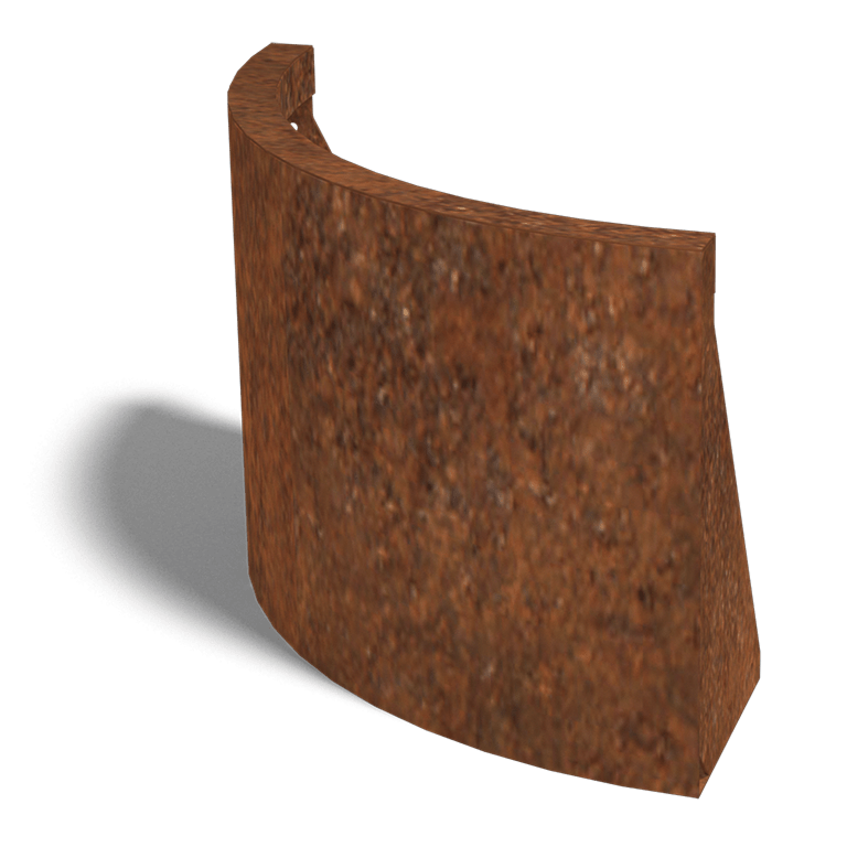 Muro di sostegno in acciaio Corten con curva esterna 50 x 50 cm (altezza 40 cm)