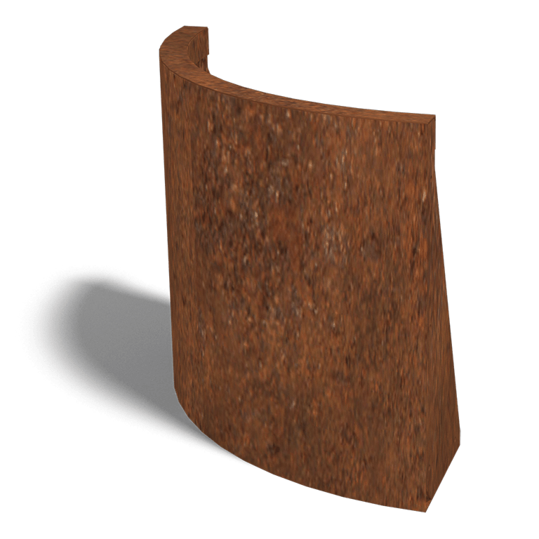 Muro di sostegno in acciaio Corten con curva esterna 50 x 50 cm (altezza 50 cm)