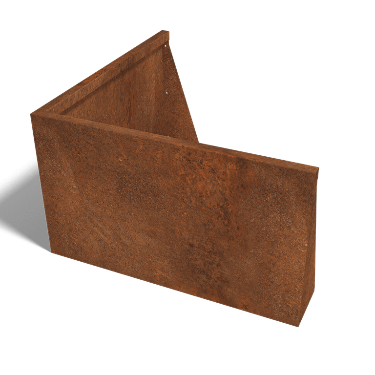Muro di sostegno in acciaio Corten con angolo esterno 100 x 100 cm (altezza 60 cm)