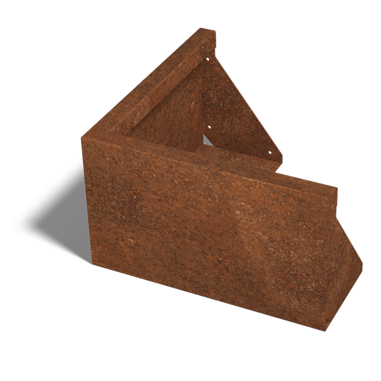 Muro di sostegno in acciaio Corten con angolo esterno 50 x 50 cm (altezza 30 cm)