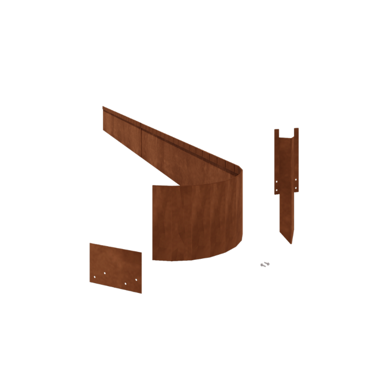 Bordura FLEX appiattita in acciaio Corten 23 cm - set completo per 24 metri