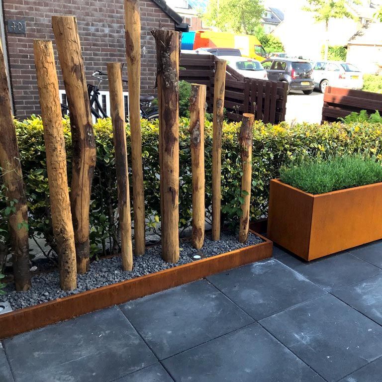 Bordura da giardino in acciaio corten - Con bordi ripiegati - Altezza 22 cm - 150 cm