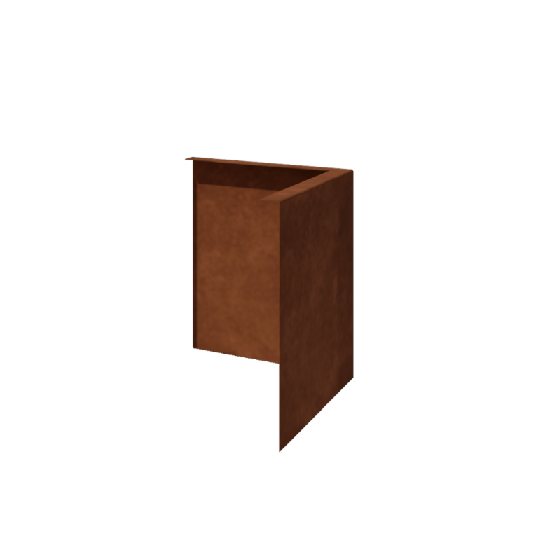 Bordura da giardino in acciaio corten - Con bordi ripiegati - Angolo esterno - Altezza 34 cm