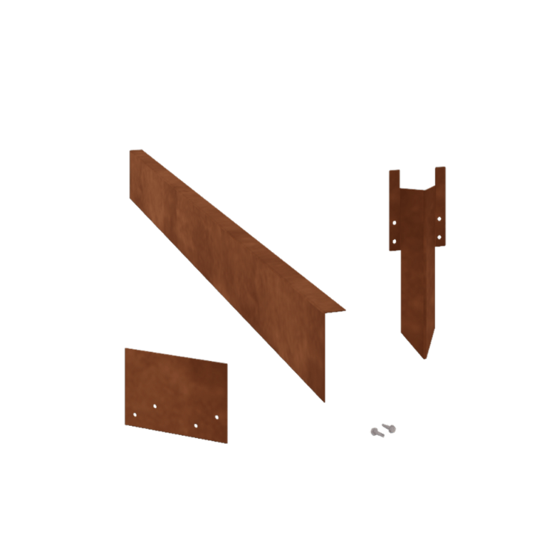 Bordura con bordi ripiegati in acciaio Corten 12 cm - set completo per 24 metri