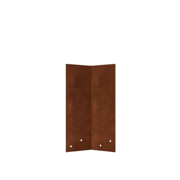 Piastra di giunzione in acciaio Corten 45º alta 34 - 37,5 cm