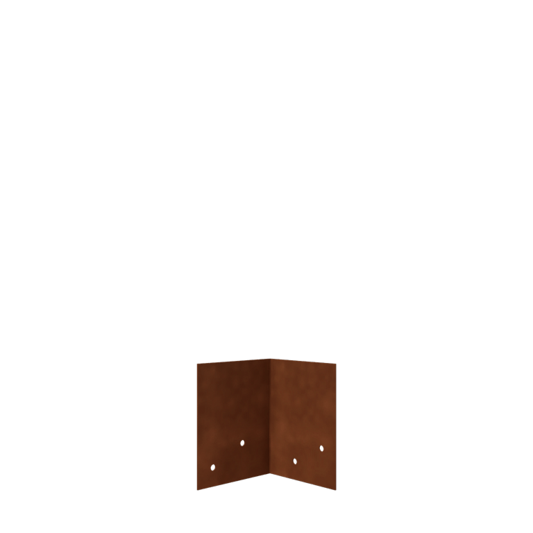 Piastra di giunzione in acciaio corten - 90° - Altezza bordura da giardino 12 / 15 cm