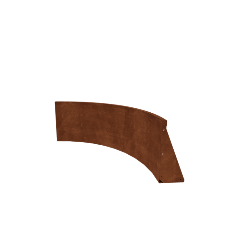 Muro di sostegno in acciaio Corten con curva interna 100 x 100 cm (altezza 50 cm)