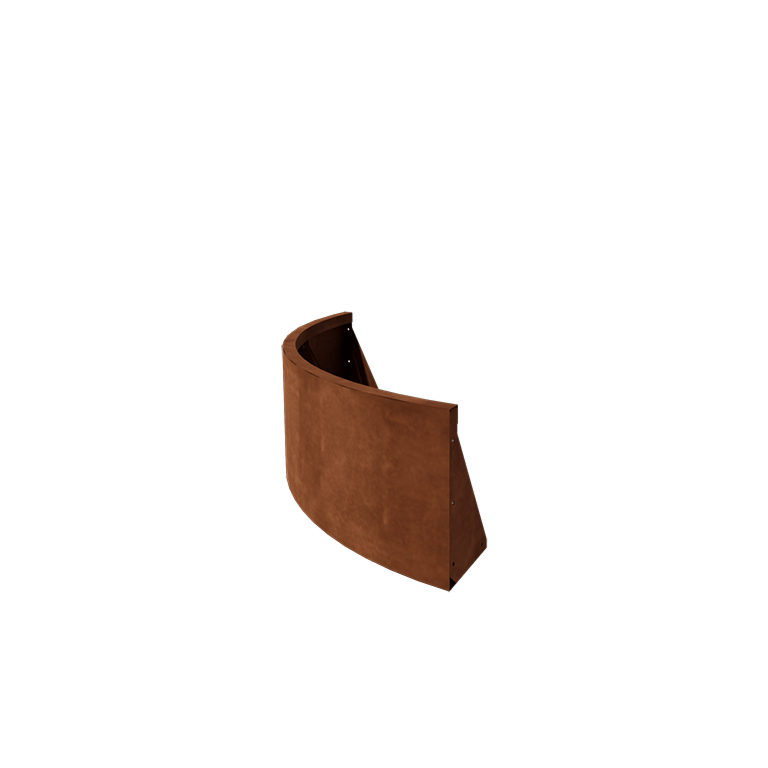 Muro di sostegno in acciaio Corten con curva esterna 100 x 100 cm (altezza 40 cm)