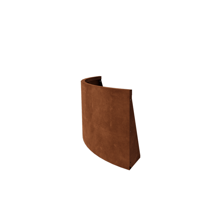 Muro di sostegno in acciaio Corten con curva esterna 100 x 100 cm (altezza 60 cm)