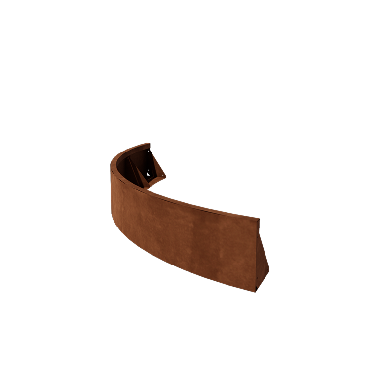 Muro di sostegno in acciaio Corten con curva esterna 150 x 150 cm (altezza 30 cm)