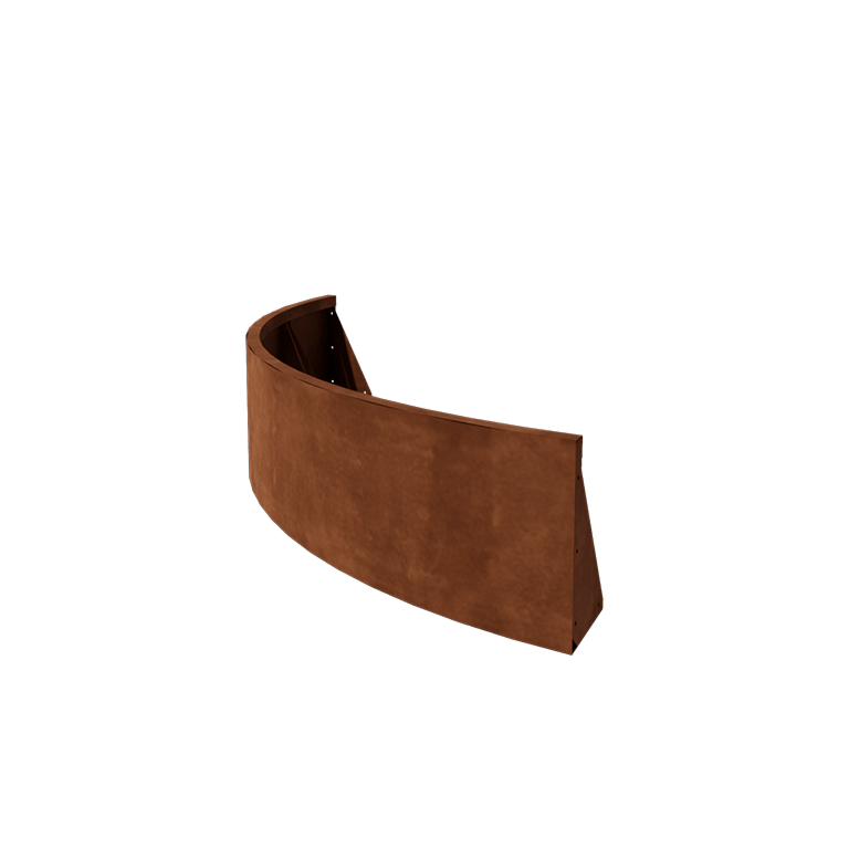 Muro di contenimento in acciaio corten - Curva esterna - 150 x 150 x 40 cm