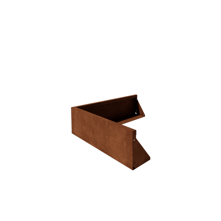 Muro di contenimento in acciaio corten - Angolo esterno - 100 x 100 x 30 cm