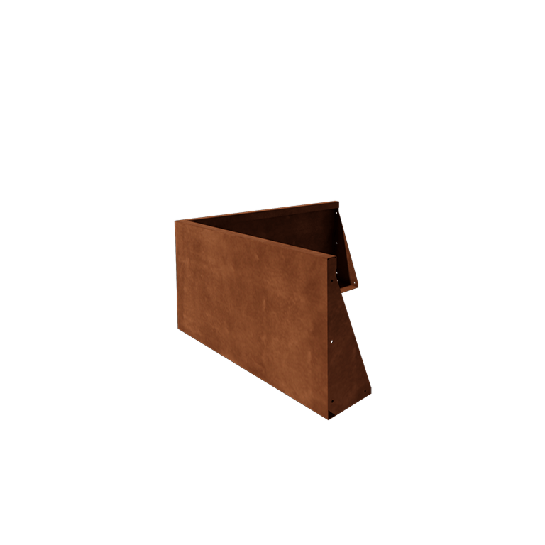 Muro di contenimento in acciaio corten - Angolo esterno - 100 x 100 x 50 cm