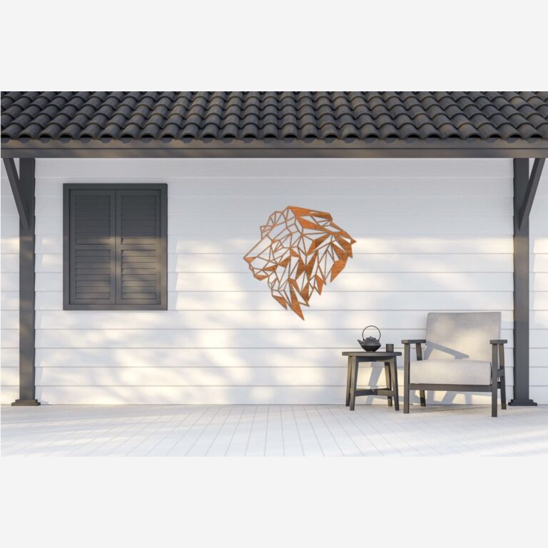 Decorazione da parete in acciaio Corten Leone 2.0
