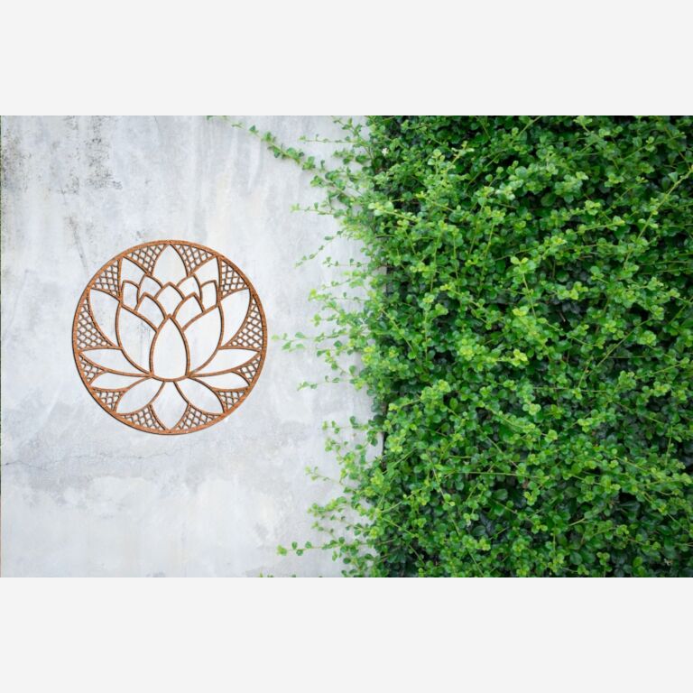 Decorazione da parete in acciaio Corten Fiore di Loto