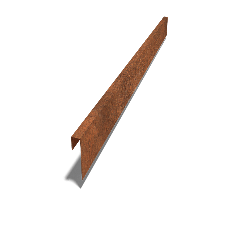 Profilo di sovrapposizione in acciaio Corten 15 x 5 x 5 cm (lunghezza 240 cm)