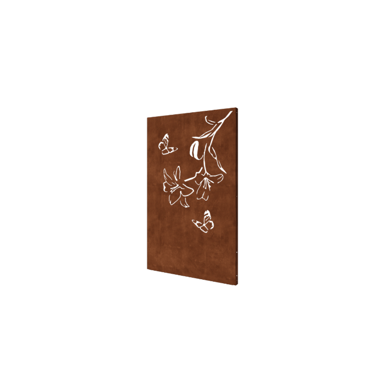 Pannello in acciaio corten con giglio 120 x 6 x 190 cm