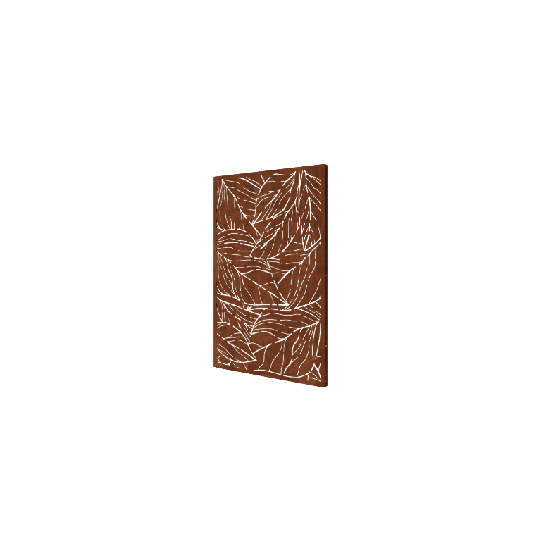 Pannello in acciaio corten con foglie 120 x 6 x 190 cm