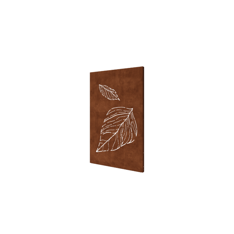 Pannello in acciaio corten con foglie cadenti 1 120 x 6 x 190 cm