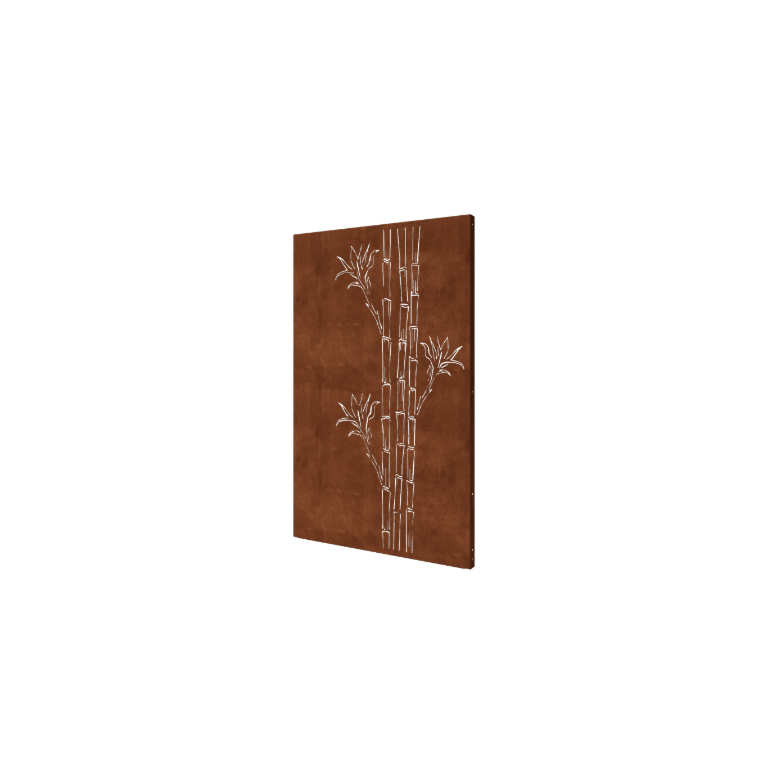 Pannello in acciaio corten con bambù 120 x 6 x 190 cm